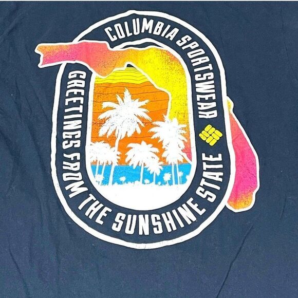 Columbia Men's PFG Short Sleeve Graphic T-Shirt Cotton Navy Blue Small Florida - Picture 1 of 6